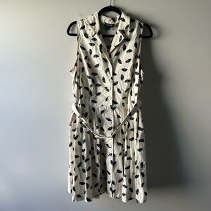 Modcloth cream umbrella printed sleeveless dress